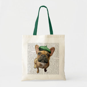 Bruine Franse Bulldog met groen Pet 2 Tote Bag