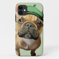 Bruine Franse Bulldog met groen Pet