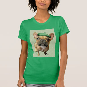 Bruine Franse Bulldog met groen Pet T-shirt