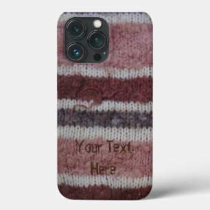 Bruine gebreide strepen stijl Fun Gebreid iPhone 13 Pro Hoesje