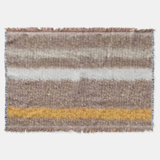 Bruine, gele, witte pluche strepen deken (Voorkant)