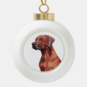 Bruine geometrische hond keramische bal ornament