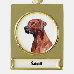 Bruine geometrische hond verguld banner ornament