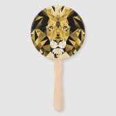 Bruine geometrische leeuw handwaaier (Achterkant)