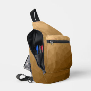 Bruine geometrische mesh-patroon met gradiënt sling bag