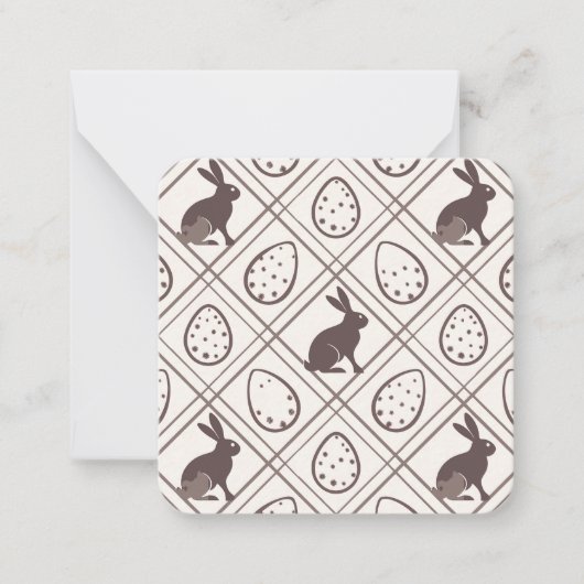 Bruine geruite Pasen Notitiekaartje (Voorkant)