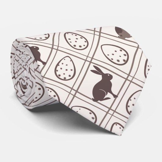 Bruine geruite Pasen Stropdas (Opgerold)