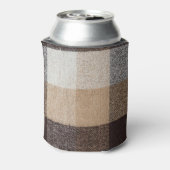 Bruine geruite wol: tartantextuur blikjeskoeler (Blikje Achterkant)