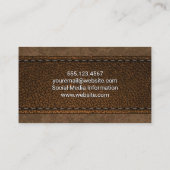 Bruine gestikte lederen textuur visitekaartje (Achterkant)