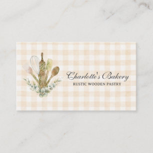 Bruine Gingham Bakkerij Cake Maker Visitekaartje
