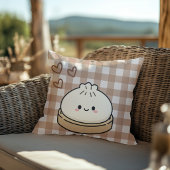 Bruine Gingham Dumpling Kussen