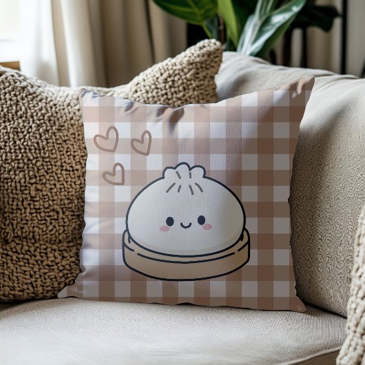 Bruine Gingham Dumpling Kussen