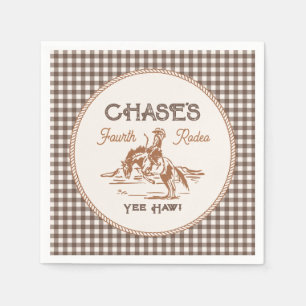 Bruine Gingham Rodeo Papieren Servetten