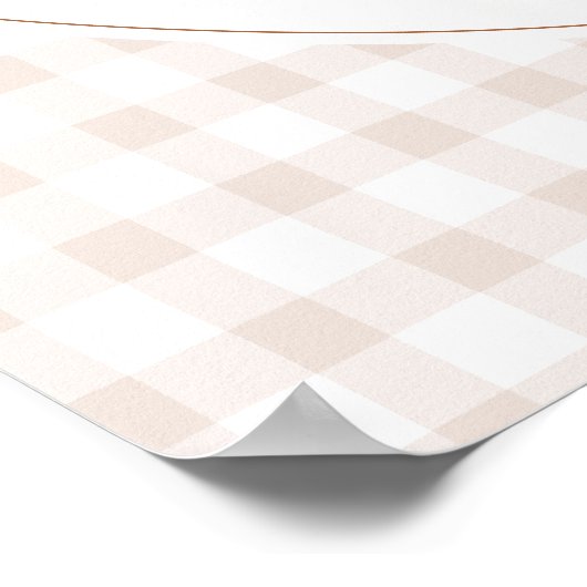 Bruine Gingham Teddybeer Neutrale Baby Shower Papi Poster (Hoek)