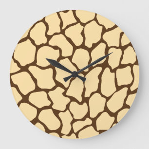 Bruine Giraffe Patroon – Minimalistisch Dierprint Grote Klok