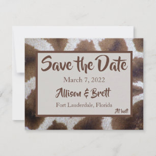 Bruine Giraffe Sla de datumkaart op Save The Date