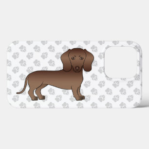 Bruine gladharige Dachshund Mopshond Illustratie iPhone 13 Pro Hoesje