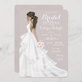 Bruine glam bruid trouwjurk bruidsdouche kaart (Voorkant / Achterkant)