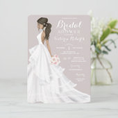 Bruine glam bruid trouwjurk bruidsdouche kaart (Staand voorkant)