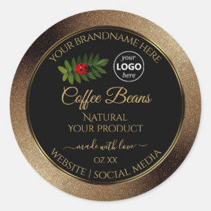 Bruine Glitter Black Product Labels Ladybug Logo