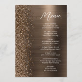 Bruine Glitter Borstelmetaal Script Bruiloft Menu (Voorkant)