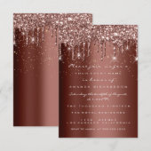 Bruine glitter Drift Roos Birthday Gold Confetti Kaart (Voorkant / Achterkant)