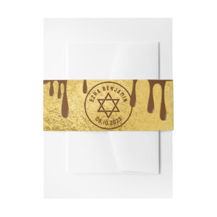 Bruine Gouden Chocolade Bar Mitzvah of Bat Mitzvah Uitnodigingen Wikkel