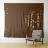 Bruine Gouden Klas van 2024 achtergrond graduatie Wandkleed (In Situ (horizontaal))