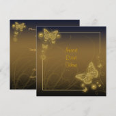Bruine gouden vlinder elegante krullen kaart (Voorkant / Achterkant)