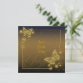 Bruine gouden vlinder elegante krullen kaart (Staand voorkant)