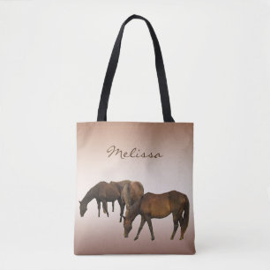 Bruine graaspaarden Dierlijke Canvas tas