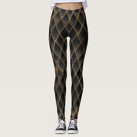 Bruine gradiëntdraak schaalt Leggings (Voorkant)