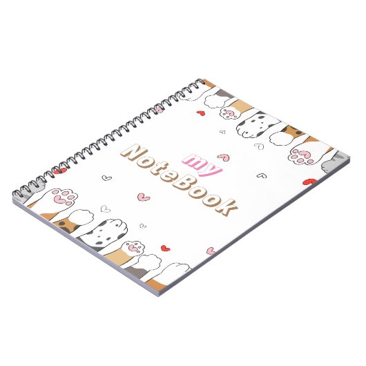 Bruine grijze witte kattenpoten (80 pagina's B&W) Notitieboek (Linkerzijde)