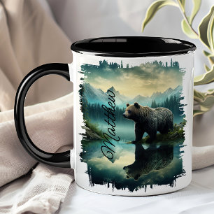 Bruine Grizzlybeer Woud Reflectie Mok