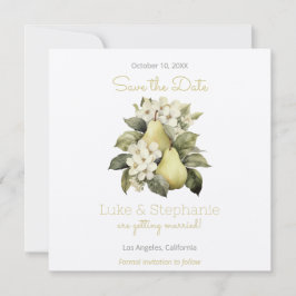 Bruine & groene peervormige vierkante save-the-dat save the date