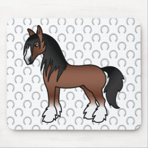 Bruine Gypsy Vanner Clydesdale Shire Cartoon Paard Muismat