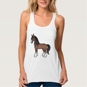 Bruine Gypsy Vanner Clydesdale Shire Cartoon Paard Tanktop