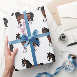 Bruine Gypsy Vanner Clydesdale Shire Paard Patroon Cadeaupapier