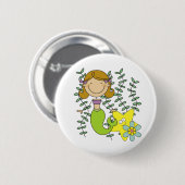 Bruine Haired Meermin Ronde Button 5,7 Cm (Voorkant /achterkant)