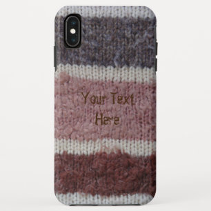 Bruine hand gebreide strepen armoedig chic iPhone XS max hoesje