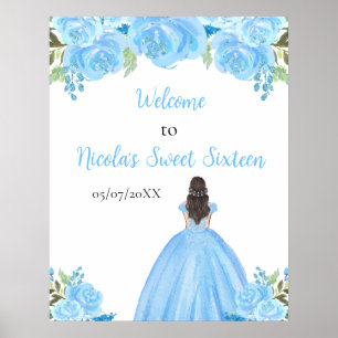 Bruine Haren Prinses Blauwe Sweet Sixteen Welkom Poster