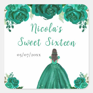 Bruine Haren Prinses Groen Bloemstuk Sweet Sixteen Vierkante Sticker