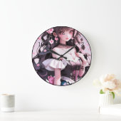 Bruine harige zeemeermin met roze bloemen in haar grote klok (Huis)