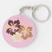 Bruine Hawaiiaanse bloemen Sleutelhanger (Achterkant)