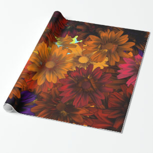 Bruine herfst bloemen cadeaupapier