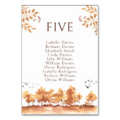 Bruine Herfst Landschapsbomen Trouwtafel Nummers Kaart (Voorkant)