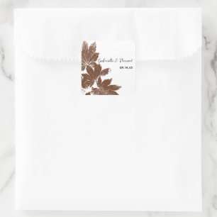 Bruine Herfst Leaf Stamp Wedding Envelope Seal Vierkante Sticker