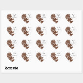 Bruine Herfst van leder in Love Wedding Hart Sticker (Vel)
