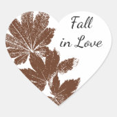 Bruine Herfst van leder in Love Wedding Hart Sticker (Voorkant)