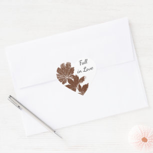 Bruine Herfst van leder in Love Wedding Hart Sticker